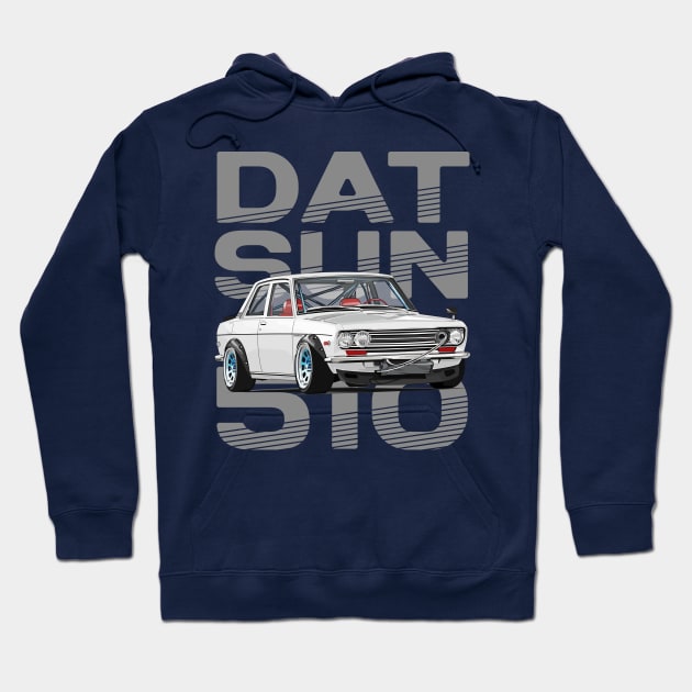 Drive The Classic Car - Datsun 510 (White) - Datsun Hoodie by Ajie Negara